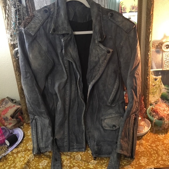 Free People Jackets & Blazers - BLUE Over You Moto Jacket NWOT Cute!